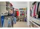 Organized walk-in closet with shelves, rods, and storage bins at 163 Periwinkle Pl, Clayton, NC 27527
