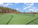 Outdoor tennis court with green surface, nets, surrounded by trees, and a blue sky overhead at 251 North Crest Dr, Chapel Hill, NC 27517