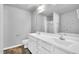 This bathroom features a double sink vanity with great counter space and large mirror at 28 Sandcastle Ln, Four Oaks, NC 27524