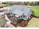 Aerial view of home featuring a large deck and meticulous landscaping at 3417 Pea Ridge Rd, New Hill, NC 27562