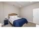Cozy bedroom with a large bed, blue accents, and carpet flooring at 345 Anterbury Dr, Apex, NC 27502