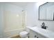 Modern bathroom featuring new vanity, hardware, and shower-tub at 423 E Rockspring St, Henderson, NC 27536