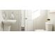 Bright bathroom featuring pedestal sink, toilet, towel, and view into the home at 5640 Cayden Cove Dr, Wendell, NC 27591