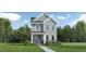 Charming two-story home with gray siding, stone accents, and well-manicured lawn surrounded by mature trees at 5640 Cayden Cove Dr, Wendell, NC 27591