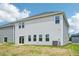 Rear of house with sliding glass door and horizontal windows at 571 White Birch Ln, Angier, NC 27501