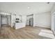 Open concept kitchen with stainless steel appliances and island at 591 White Birch Ln, Angier, NC 27501