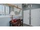 Entryway showing light gray walls, wooden railings and doors leading to backyard at 6089 Joe Trail Ct, Mebane, NC 27302