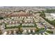 Panoramic aerial view of a residential community with mature trees and well-manicured lawns at 653 Huntingdon St, Elon, NC 27244