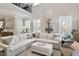Open-concept living room with modern decor, large sectional sofa, and high ceilings at 938 Haybeck Ln, Apex, NC 27523