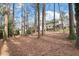 A serene backyard view featuring mature trees and partial view of the house at 1021 Whetstone Ct, Raleigh, NC 27615