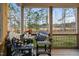Relaxing screened-in patio with comfortable seating and a view of the backyard at 105 Olde Liberty Dr, Youngsville, NC 27596