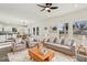 Bright living room featuring contemporary furnishings, a ceiling fan, and an open floor plan at 109 Faucette Ave, Burlington, NC 27215