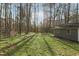 Lush backyard with mature trees, creating a private, natural setting for outdoor enjoyment at 1113 Harvest Mill Ct, Raleigh, NC 27610