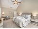 Bright and airy main bedroom with neutral tones, a ceiling fan, and comfortable furnishings at 116 Galway Dr, Chapel Hill, NC 27517