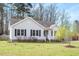 Charming single-Gathering home with light gray siding, black shutters, and a well-maintained lawn at 236 Bowling Farm Ct, Raleigh, NC 27603