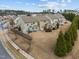 Aerial view highlighting well-maintained homes and spacious lawns in a residential area at 241 Westgrove Ct, Durham, NC 27703