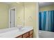 Bathroom with a large vanity, a mirror, and a tub and shower combo at 241 Westgrove Ct, Durham, NC 27703