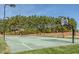 Outdoor basketball court with well-defined lines and hoops, surrounded by a green landscape at 249 High Ridge Ln, Pittsboro, NC 27312