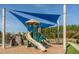 Community playground with slides, climbing structures, and shaded seating area at 249 High Ridge Ln, Pittsboro, NC 27312