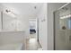 Bathroom view showing access to the bedroom and walk-in shower at 2821 Casona Way, Raleigh, NC 27616