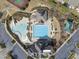Overhead view of community pool with both recreational and lap swimming options at 2821 Casona Way, Raleigh, NC 27616