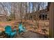 Backyard with view of complex and two Adirondack chairs at 3080 Colony Rd # A, Durham, NC 27705