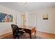 Cozy office space with wood floors, decorative rug, and natural light at 609 Brookview Dr, Chapel Hill, NC 27514
