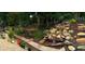 Picturesque backyard waterfall feature surrounded by lush greenery and stone accents at 10016 Porto Fino Ave, Wake Forest, NC 27587