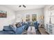Cozy living room with blue sofas, decorative rug, and natural light from two windows at 1012 W Webb Ave, Burlington, NC 27217