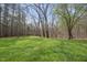Large, well-maintained backyard featuring green grass and a wooded area at 12101 Lockhart Ln, Raleigh, NC 27614