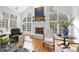 Inviting living room with fireplace, hardwood floors, windows and elegant seating arrangements at 12101 Lockhart Ln, Raleigh, NC 27614