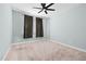 Bedroom with a ceiling fan, neutral walls, and a carpeted floor at 200 Mariah Towns Way, Garner, NC 27529