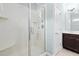 Shower includes a glass door, tile surround, built-in seat, and chrome fixtures at 200 Mariah Towns Way, Garner, NC 27529