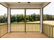 Screened porch with wood decking offers serene backyard views at 207 Golfview Ave, Benson, NC 27504