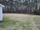 Spacious backyard with green grass and a backdrop of mature trees creating a private setting at 225 Sebastian Way, Rocky Mount, NC 27804