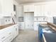 New kitchen showcasing white cabinets and drawers ready for appliances, offering ample storage space at 245 Golfview Ave, Benson, NC 27504