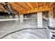 Encapsulated crawlspace with support columns and clean vapor barrier at 308 Burnt Pine Ct, Apex, NC 27502