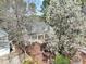 Aerial view of a home with a beautiful front yard and lush landscaping at 308 Burnt Pine Ct, Apex, NC 27502