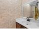 Bathroom with vanity and large mirror at 3207 Coachmans Way, Durham, NC 27705