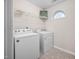 Laundry room with side-by-side washer and dryer units, storage shelf and neutral flooring at 4038 Patriot Ridge Ct, Raleigh, NC 27610