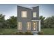 Modern gray two-story home with white window trim, minimalist design and fresh landscaping at 101 Parkland Dr, Pittsboro, NC 27312