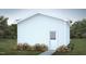Garage rendering featuring white siding, new door and walkway, and lush landscaping at 101 Parkland Dr, Pittsboro, NC 27312