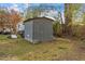 Outdoor shed with a solid door, providing storage and security in a private backyard setting at 1103 Gaston St, Smithfield, NC 27577