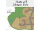 A community map of Bluffs at Morgan Park with lot numbers and acreages at 301 Martingale Dr, Holly Springs, NC 27540