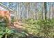 Lush backyard with stepping stone path surrounded by mature trees and greenery at 3613 Hope Valley Rd, Durham, NC 27707