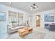 Inviting living room featuring a modern sofa, stylish coffee table, and neutral decor at 3613 Hope Valley Rd, Durham, NC 27707