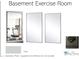 Basement exercise room with large mirrors, rubber flooring, and fitness equipment at 5808 Norwood Ridge Dr, Raleigh, NC 27614
