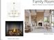 Living room features fireplace with herringbone brick surround, beams, and tentative finishes at 5808 Norwood Ridge Dr, Raleigh, NC 27614