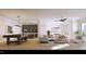 Open-concept living area with a pool table, comfortable seating and a wet bar for entertaining at 5808 Norwood Ridge Dr, Raleigh, NC 27614