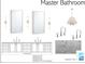 Main bathroom design featuring double sink vanity, modern lighting, and heated flooring at 5808 Norwood Ridge Dr, Raleigh, NC 27614